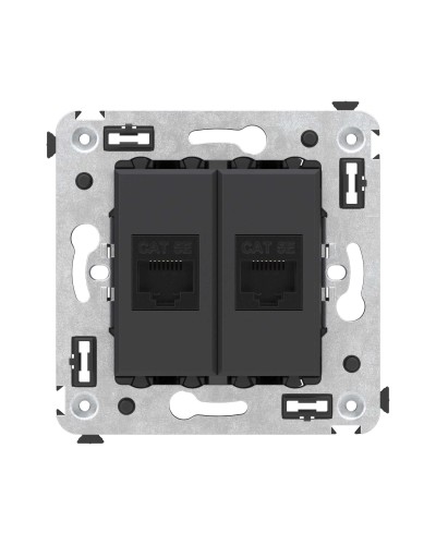 Розетка RJ-45 в стену, кат.5E, Avanti, двойная, черный матовый (4412664). Розетка компьютерная. ДКС в Комсомольске-на-Амуре
