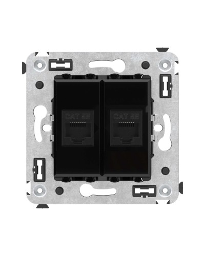 Розетка RJ-45 в стену, кат.5E, Avanti, двойная, черный квадрат (4402664). Розетка компьютерная. ДКС в Комсомольске-на-Амуре