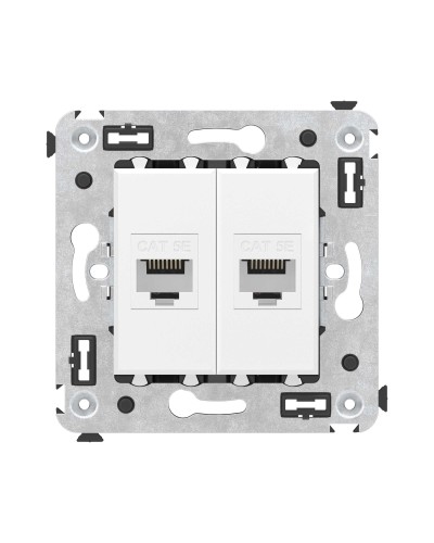 Розетка RJ-45 в стену, кат.5E, Avanti, двойная, белое облако (4400664). Розетка компьютерная. ДКС в Комсомольске-на-Амуре