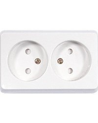 Розетка двойная открытой установки без з/к, бежевый, LK Standard (813601). Розетка без заземляющих контактов с защитными шторками. Экопласт в Комсомольске-на-Амуре