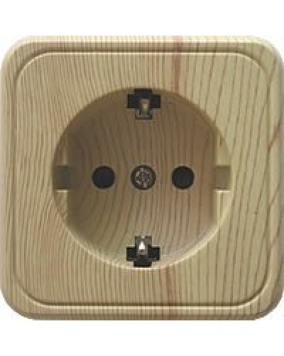 Розетка одинарная открытой установки с з/к, сосна, LK Standard (813225). Розетка с заземляющими контактами и защитными шторками. Экопласт в Комсомольске-на-Амуре