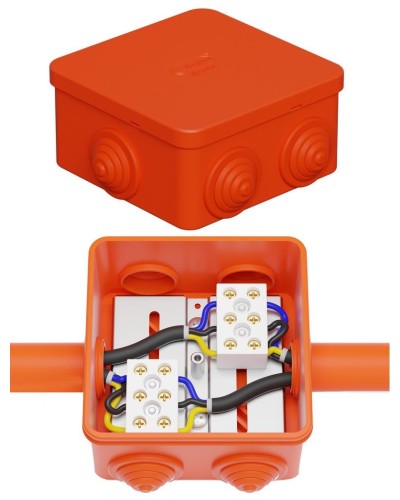 Коробка JBS080 85х85х50, 6 вых., 3P (0,15-4,0 мм²) (43101HF). Коробка монтажная, огнестойкая, без галогена. Экопласт в Комсомольске-на-Амуре