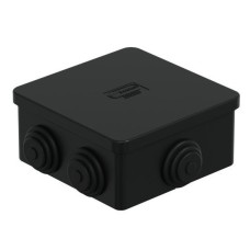 Коробка JBS080 85х85х40, 6 вых, IP44, черная (44006BL-1). Коробка монтажная. Экопласт