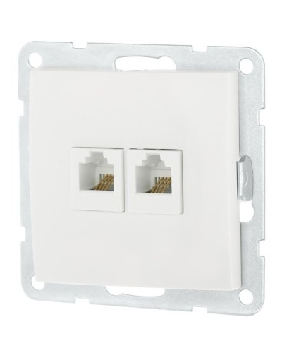 Розетка телефонная двойная 2xRJ-12 с накладкой, белый LK60 (865604-1). Розетка телефонная. Экопласт в Комсомольске-на-Амуре