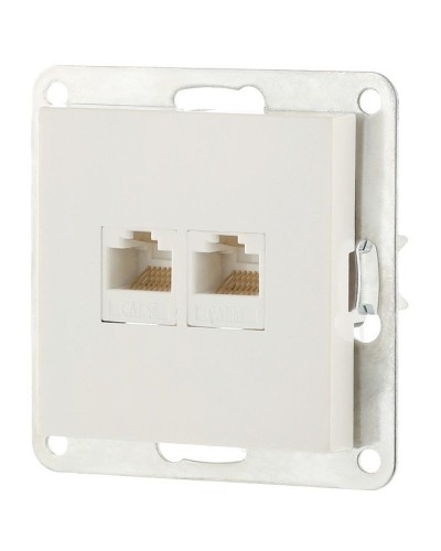 Розетка 2xRJ-45 кат.5е с накладкой, белый LK80 (846204-1). Розетка компьютерная двойная. Экопласт в Комсомольске-на-Амуре