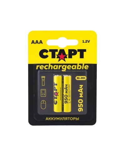 СТАРТ HR03 (AAA, 950mah), упак. 2 шт. БЛИСТЕР. Перезаряжаемые аккумуляторы. СТАРТ в Комсомольске-на-Амуре