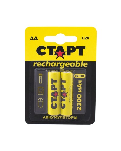 СТАРТ HR6 (AA, 2300 mah), упак. 2 шт. БЛИСТЕР. Перезаряжаемые аккумуляторы. СТАРТ в Комсомольске-на-Амуре
